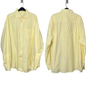 VIV Men Yellow Cotton Button Down Shirt Easter Preppy MADE IN ITALY 17 36/37